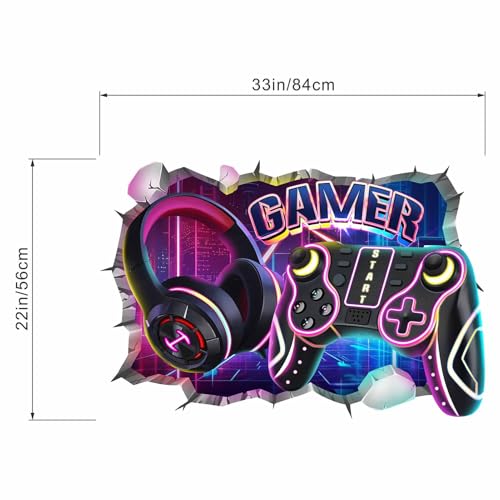 게이머 침실 벽 데칼: 100% 어린이 안전 인증 - 벗겨서 붙이는 4단계 적용 - 제거 가능한 95%+ 잔여물 없음 - 남아용 비닐 벽 스티커 - color: 게이밍 B