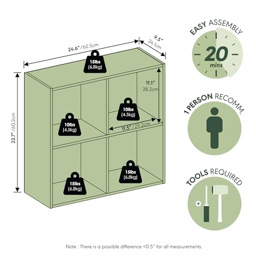 Furinno Reed 4-Cube Closet Organizers and Storage, White | Closet Storage, Closet Organizer for Bedroom, Study Room, Hallway - color: White, size: 4-Cube