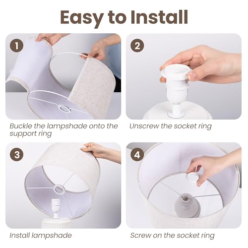 23" Touch Table Lamps Set of 2 with USB-C Ports - Ceramic Bedside Lamp for Bedroom - Modern Farmhouse Dimmable Lamp for Living Room