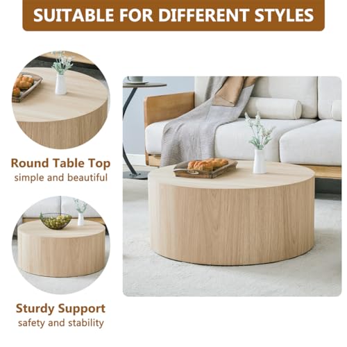 Round Coffee Table for Living Room Table, Modern Wood Coffee Table, Center Table, No Assembly Required - Ready to Use - color: 24'' Natural Wood, size: 24'' Round Coffee Table