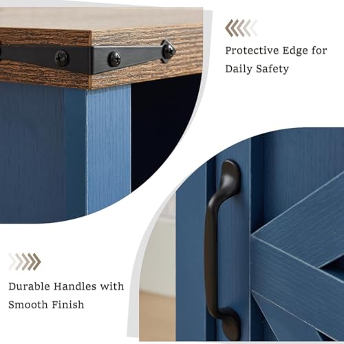 Farmhouse Entryway Table Set of 3, Console Table with Storage and 2 End Tables, Rustic Sofa Table Set for Living Room, Hallway, Bedroom, Blue - color: 3pcs-blue