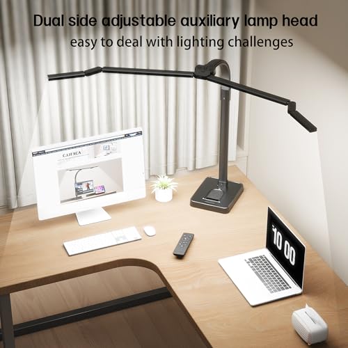 Office Home Desk Lamp,24W Super Bright Eye-Care Desk Lamp,Adjustable Gooseneck Office LED Task Light with Soft Non-Glare Lighting,Suitable for Studying,Reading (Black) (Plus) - size: Plus