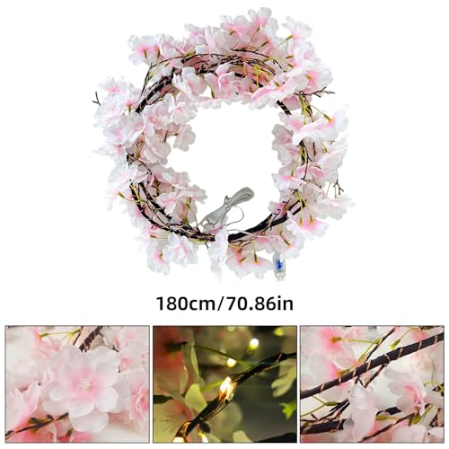 100 LED Cherry Blossom Lights, 5.9ft Fairy Lights for Bedroom, 8 Flashing Modes Cherry Blossom Branches, for Mantel, Wedding, Party and Christmas Decoration.