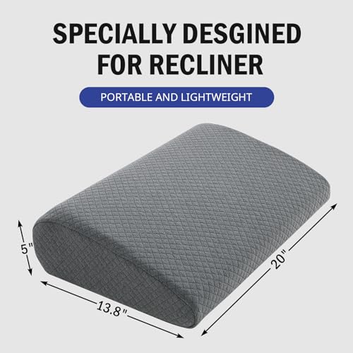 HOMBYS Lumbar Support Pillow for Recliner Chair, Memory Foam Back Support Cushion for Elderly,Extra Large Lumbar Support Pillow,Thick Backrest for Home Reading (Grey, 20“x13.5"x5") - color: Grey, size: 20“x13.5"x5"