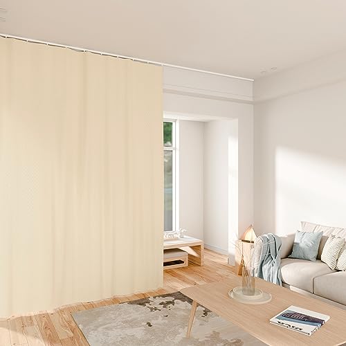 Room Divider Curtains Total Blackout Privacy Curtain Panel Room Thermal Insulated Noise Reduction Curtains for Bedroom Window Living Room Ceiling Track Curtain W 10 ft × H 8 ft Beige - color: Beige, size: 120"W x 96"L (Pack of 1)