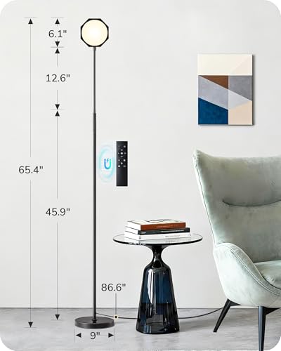 EDISHINE LED Floor Lamp 1300LM Super Bright Reading Floor Lamps Black | Dimmable, 4CCT, Remote & Touch Control, Adjustable Gooseneck, Dual Timer Design, for Bedroom, Living Room, Office - color: Black