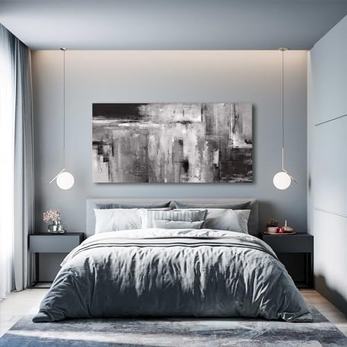 Home Wall Decor Abstract Photo Prints 24"x48" Black and Grey Wall Decor for Living Room Bedroom Office Framed Artwork for Walls - color: Black, size: 48"L x 24"W