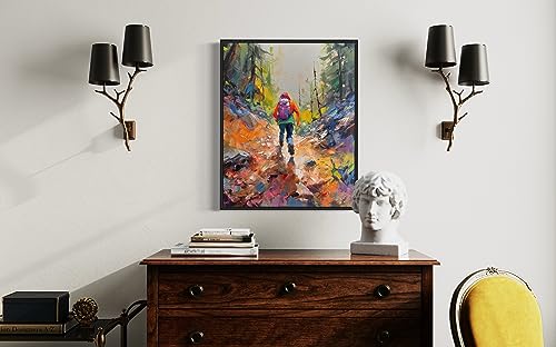 HomeArtPrint Hiking Traveler Art Print Poster, Wall Art Painting Decor. Paint Splash Style Artwork. (Hiking Traveler, 11x14 inches (Unframed)) - color: Hiking Traveler, size: 14"L x 11"W