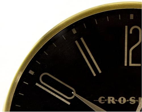 Crosley Modern Art Deco Alarm Clock for Office, Bedroom, or Desk – Analog Non-Ticking Clock with Easy-to-Read Dial, Gold Metal Frame & Black Face (6-Inch) - color: Gold Black