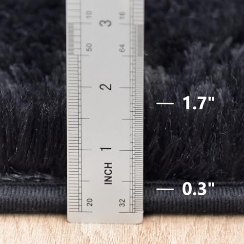 Awaytail Fluffy Rug Lightweight 6x9, Black Cool Rugs for Bedroom Aesthetic | Fuzzy Shaggy Carpets for Bedroom, Modern Non-Slip Indoor Soft Plush Furry Rug for Boy Girls Room Dorm Home Decor Aesthetic - color: Black, size: 6' x 9' (Rectangular)