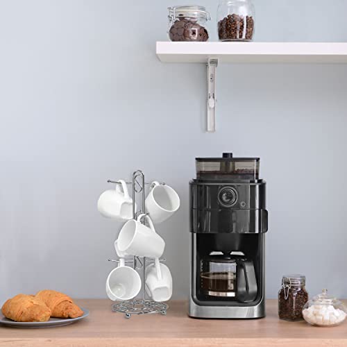 Blue Donuts Farmhouse Coffee Mug Rack, Coffee Mug Tree for 6 Mugs, Coffee Cup Holders for Counter, Chrome Coffee Cup Holder Countertop Organizer for Kitchen, Vintage Mug Rack - color: Chrome
