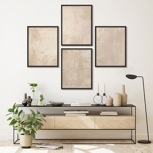 SIGNWIN Framed Poster Set Minimal Neutral Beige Abstract Illustrations Modern Art Decorative Minimalist Multicolor for Bedroom - 11"x14"x4 BLACK - color: AD03-2601-YUK07, size: 11"L x 14"W, style: Black Frame