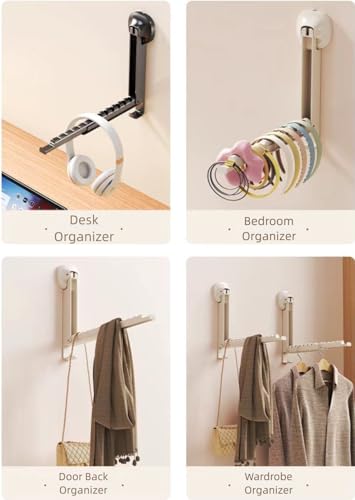 Suction Cup Foldable Clothes Drying Rack, No-Drill Expandable Indoor and Balcony Drying Hanger, Multi-Functional Clothes Organizer