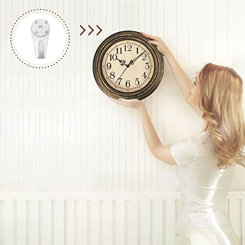 Plumeet Small Retro Wall Clock, 10'' Non Ticking Classic Silent Vintage Wall Clocks Decorative Kitchen Living Room Bedroom - Battery Operated - color: Copper Gold, size: 10''