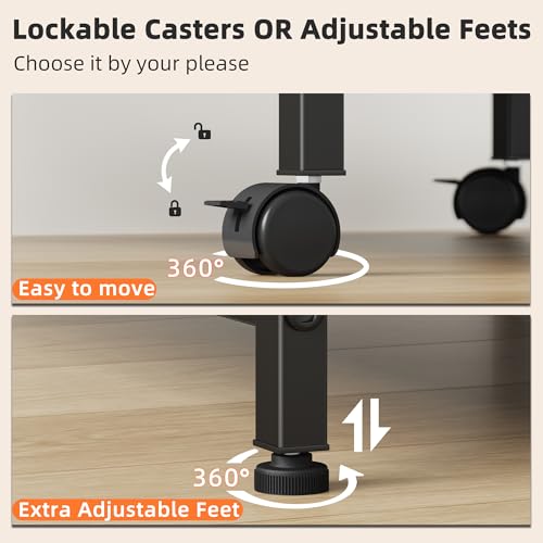 YAOHUOO 3 Tier Large Printer Stand with Power Outlet/Adjustable Shelf | 22"x15" Large Top,Fit 2-3 printers,Rolling Cart with Wheels,Table for Home Office,Fit 3D Printer/Heat Press/Laser,Brown - color: Rustic Brown, size: 22"×15"