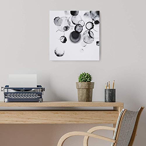Bathroom Decor Wall Art Black and White Bubbles Prints Pictures Framed Canvas Artwork Wall Art for Bedroom Kitchen Office Modern Ink and Wash Painting Decorations Size 14x14 inches Ready to Hang - color: White, size: 14"L x 14"W
