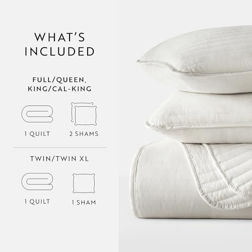 Linen Market Quilt Coverlet Set All Season Microfiber Modern Ultra Soft Bedding in Stripes Stitch - King/Cal-King Stripes Stitch Natural - color: Stripes Stitch Natural, size: King/California King