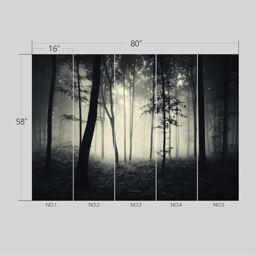 Dark Enchanted Misty Forest Wallpaper Peel and Stick Wall Mural for Bedroom Living Room - 58"x80" - color: B04, size: 58"x80"