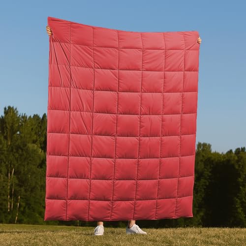 Deodar Down Fiber Throw Blanket Lightweight Packable Throw Indoor & Outdoor | Lightweight Red Down Throw Blanket for Couch,Outdoor Picnic Lap Soft Throw Comforter for Office Bedroom, Machine Washable - color: Scarlet
