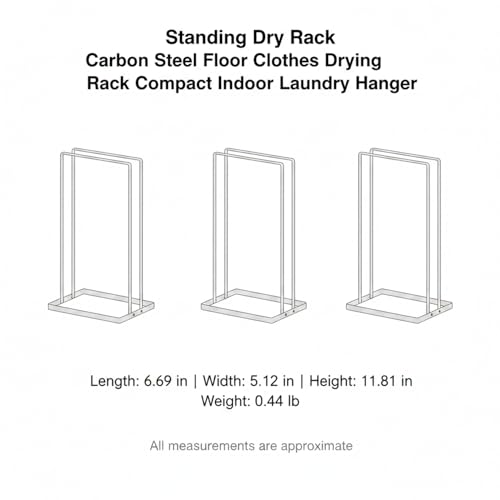 Compact Carbon Steel Standing Dry Rack for Indoor Laundry, Space-Saving Floor Clothes Hanger for Apartments & Small Spaces, Black