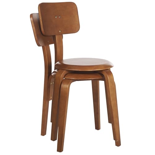 SAFAVIEH Home Collection Luella Walnut Stackable Dining Chair Set of 2 - color: Walnut