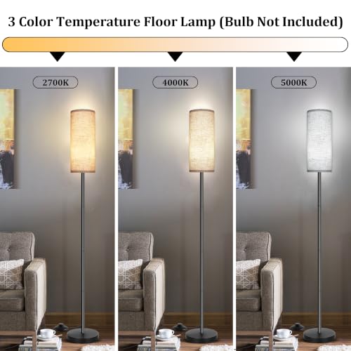 Floor Lamp for Living Room, Modern Standing Lamps with Lampshade, Minimalist Tall Lamp with Foot Switch for Living Room, Bedroom, Kids Room, Office(Bulb Not Included) - color: Beige