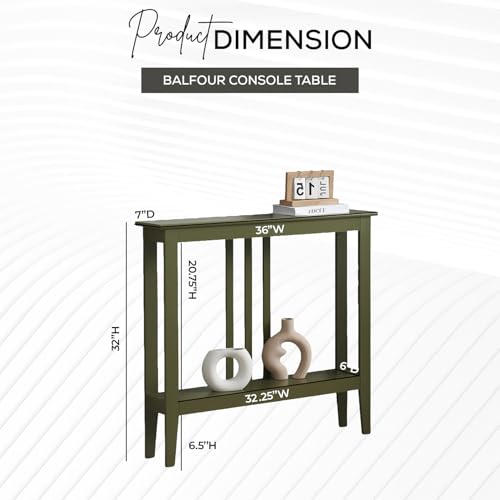 Kings Brand Narrow Console Table w/Storage Shelf for Entryway, Avocado | Slim Sofa Table for Hallway, Foyer or Living Room with Open Shelf for Décor, Books & Everyday Essentials - color: Avocado