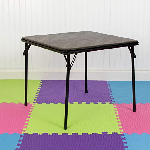 Flash Furniture Mindy Kids Folding Table, Black | Vinyl Padded Top, Powder Coated Locking Legs, Daycare - color: Black, size: Table