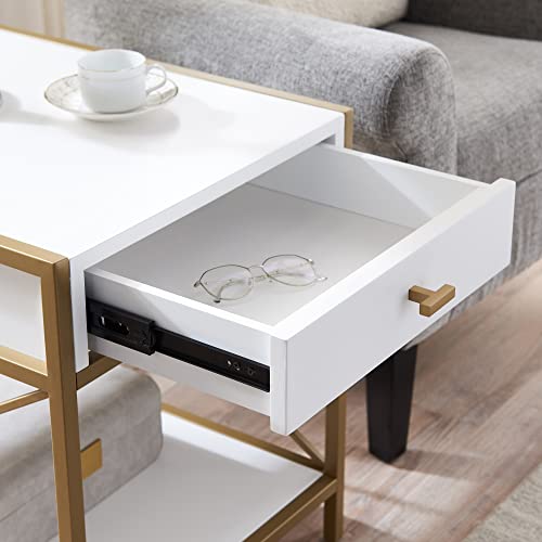 Leick Home Claudette End Table, 20", White, Gold - color: White