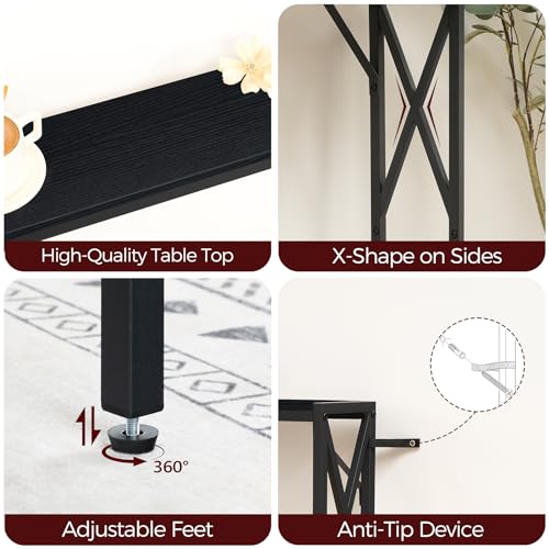 MAHANCRIS 5.9" Narrow Sofa Table with Charging Station, 39.4 Behind Couch Table with Outlet, Slim Entryway Console Table, Small Space, for Hallway, Living Room, Foyer, Black CTHB151E01 - color: Black