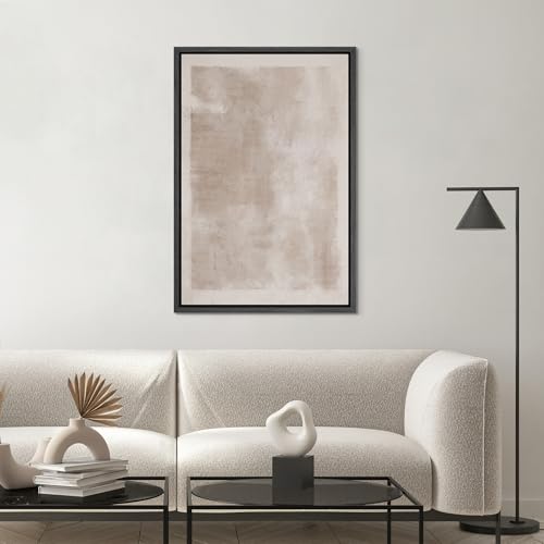 SIGNWIN Framed Canvas Print Wall Art Faded Textured Brown & White Color Blocks Abstract Shapes Illustrations Minimalism Contemporary Nordic Decorative for Living Room, Bedroom, Office - 16"x24" Black - color: Ab07-2309-win02, size: 24"L x 16"W