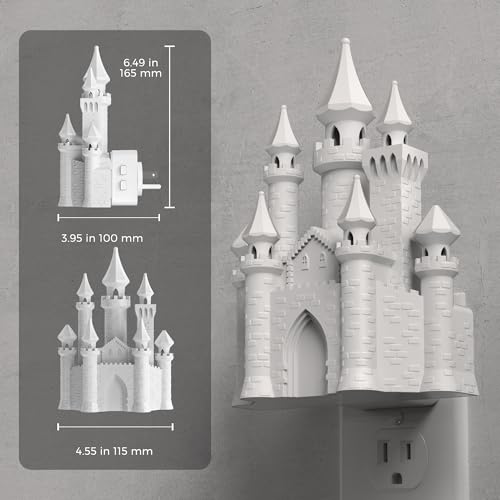 L LOHAS LED 3D Castle 야간 조명 벽에 꽂기, 황혼에서 새벽까지 야간 조명 | 아동용 컬러 LED 야간 조명, 어린이 방 침실 욕실 복도용 조도 조절 가능한 야간 조명, 1팩 - color: 성 - 멀티컬러