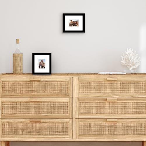 Americanflat 5.5x6.5 Picture Frame 2-Pack - Matted to 2.5x3.5 - Black | Slim Molding construction, Polished plexiglass front, wall or tabletop display with included easel, triangle hangers included - color: Black, size: 5.5x6.5