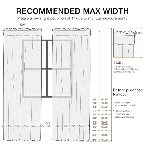 Anmao Beige Semi Sheer Light Filtering Short Curtains 45 Inches Long 2 Panels, Leaf Pattern Drapes for Living Room Bedroom, Rod Pocket Sheer Window Treatments with Floral Design, 52x45 Inch - color: Beige Leaf, size: 52"W x 45"L (Pack of 2)