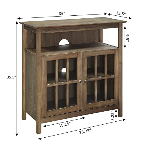 Convenience Concepts Big Sur Highboy TV Stand 36" - Entertainment Center with Storage Cabinets and Shelves, Modern TV Mount for Living Room, Office, Driftwood - color: Driftwood