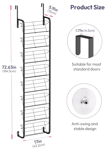 SWTYMIKI Over the Door Shoe Organizer - 8 Tier Wall Mount Shoe Rack for Door Storage- Heavy Duty Metal Hanging Shoes Shelf for Flats, Heels, Sneakers, Boots Black - color: Black, size: 8 Tier