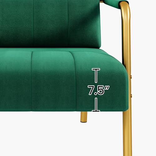 Yaheetech 56.5" Smal Sofa 2 Seater Couch with Gold-Tone Legs, Green | Small Sofa Loveseat Velve 2 Seater Couch with Tufted Back Gold Metal Frame 2 Pillows for Office, Studio,Living Room - color: Green, size: 56.5" W