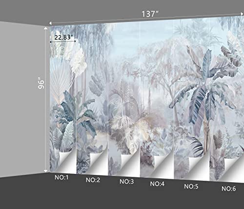 Tropical Botanical Wallpaper Woodland Forest Tree Bedroom Banana Leaf Plant murals Aesthetic Room Decor Living Room tv Background Large wall Mural - 137"x96" Not Peel and Stick - color: B029, size: 137"x96"