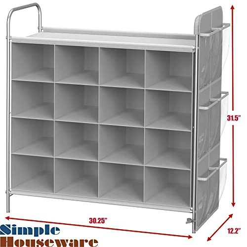 Simple Houseware 4-Tier 16 Cube Shoe Cubby Rack Organizer, Gray