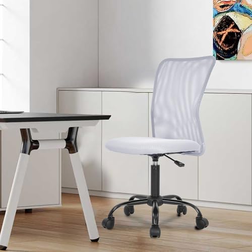 BestOffice Ergonomic Office Chair Desk Chair Mesh Computer Chair Armless Back Support Modern Executive Rolling Swivel Chair with Lumbar Support (White) - color: White