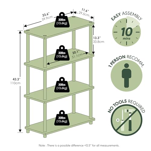 Furinno Turn-N-Tube 4-Tier Multipurpose Shelf Display Rack, Round Tubes, Americano/Black - color: Americano/Black, size: 4-Tier Round Tube