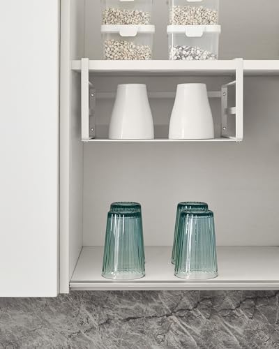 Nxconsu Under Shelf Basket 2 Pack, Cabinet Storage Organizer, 11" White | Solid Metal Bottom Holds Up to 15 lb with No Drilling for Kitchen Cupboard Pantry Bookshelf Closet Laundry and Bath - color: White, size: Small - 11"L