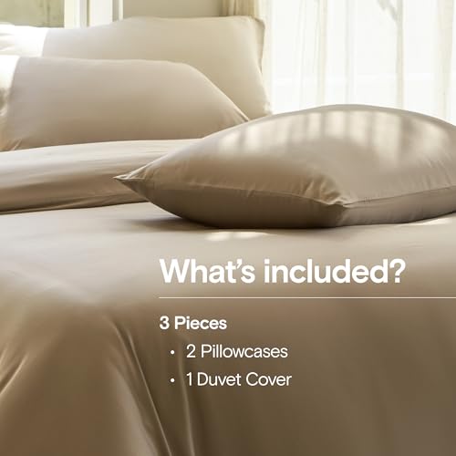 DOZ Duvet Cover Set, 100% Viscose derived from Bamboo, Organically Grown, Buttery Soft, Cooling Duvet Covers, High GSM, 1 Duvet Cover and 2 Pillowcases, 106"x90" (Dune, King/Cal King) - color: Dune, size: King/Cal King