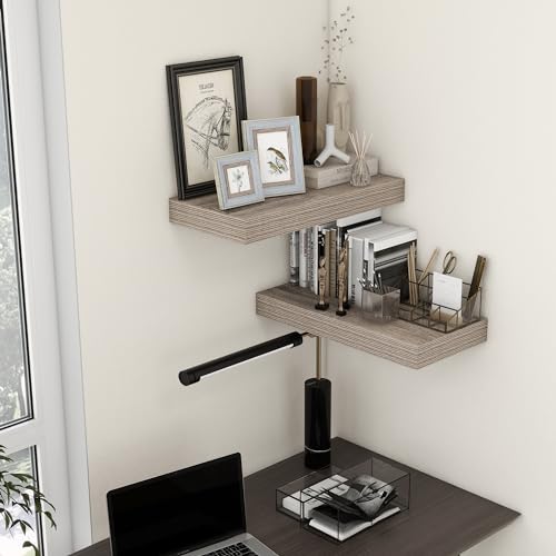 Deep Floating Shelves, 24'' x 12'' Grey Shelves for Wall Set of 2 | Invisible Brackets, Engineered Wood, Mounting Hardware Included, 40LBS, Bathroom, Laundry Room, Kitchen, Living Room - color: Grey, size: 24W x 11.6D x 2H, 2 Pack