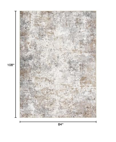 UERMEI 7x9 Area Rug Living Room Rugs - Washable Neutral Modern Abstract Soft Thin Large Rug Indoor Floor No Slip Rug Carpet for Bedroom Under Dining Table Home Office Decor - Brown Grey - color: Brown Grey, size: 7' x 9' (Rectangular)