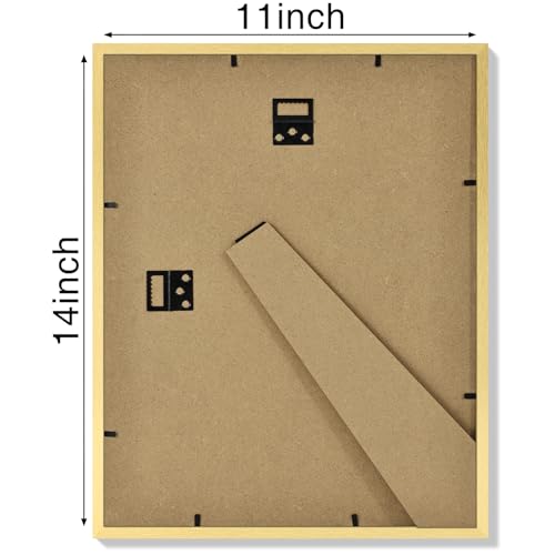 Vittanly 11x14 Picture Frames Set of 4, for Wall or Tabletop, Gold | Display Pictures 8x10 with Mat or 11x14 without Mat, Engineered Wood with Shatter Resistant Plexiglass, Wall Gallery Frames - color: Gold, size: 11x14