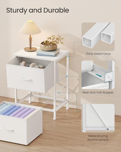 SONGMICS BELLAH Collection - Night Stand with 2 Drawers, Bedside Table, Side End Table, Nightstand for Bedroom, Modern, Cloud White and Snow White ULGS312W01S - color: Cloud White + Snow White, size: 1 Pack