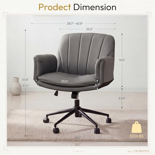 Dowinx Criss Cross Chair with Five-Level Adjustable Arms and Wheels - Comfortable Ergonomic PU Leather Swivel Vanity Chair - Computer Makeup Gaming Chair for Home Office, Bedroom, Vanity Room (Grey) - color: Steel Grey