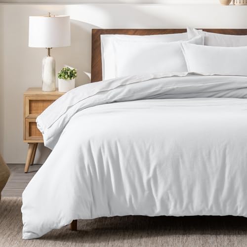 Bare Home Flannel Duvet Cover Set (Twin/Twin XL, White) | 100% Cotton, Velvety Soft, Heavyweight, Premium Flannel, Double Brushed, Includes Sham Pillow Cover - color: 01 - White (No Comforter), size: Twin/Twin XL