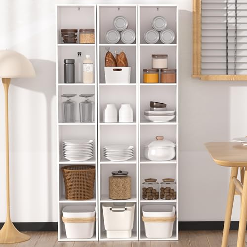 White Cube Shelf, 6 Cube Storage Organizer, 6-Tier Freestanding Low Bookshelf, Modern Cube Shelf for Living Room, Bedroom, Kids Toys, Home Office, Multi-Purpose Tall Cube Storage Furniture - color: White, size: 6-Cube